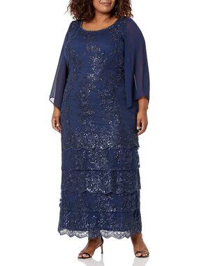 Brianna Women's Plus-Size Embellished Tiered Gown Dress N185